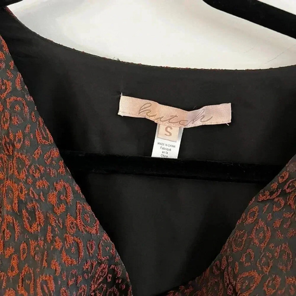 B23 Women's Anthropologie Hutch Cheetah Print Puff Sleeve Waist Tie Blouse Small - Picture 3 of 5